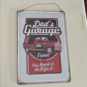 Dad's Garage Red and Black Wall Sign